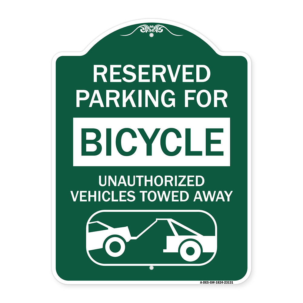 Reserved Parking for Bicycle Unauthorized Vehicles Towed Away (With Tow Away Graphic)