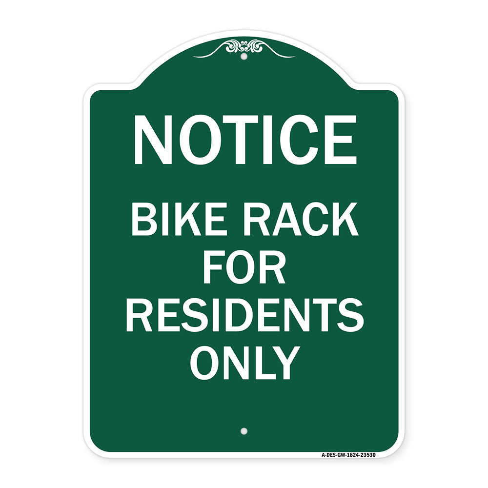 Notice Sign Bike Rack for Residents Only