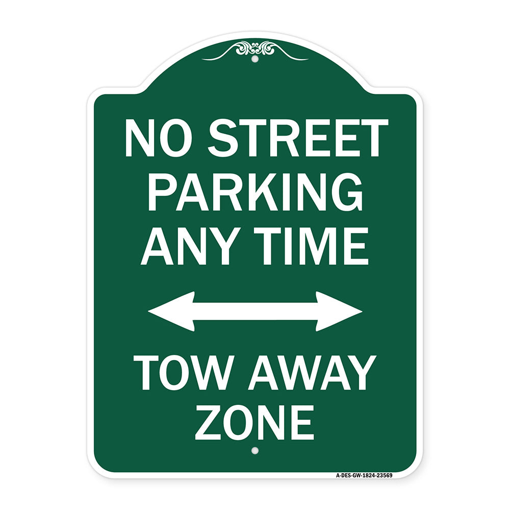 No Street Parking Anytime Tow Away Zone (With Bidirectional Arrow)