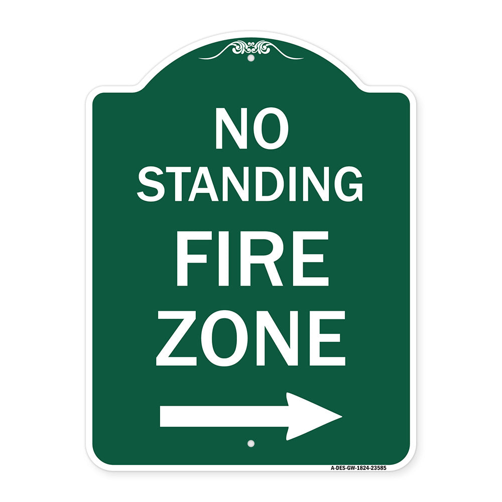 No Standing Fire Zone with Right Arrow