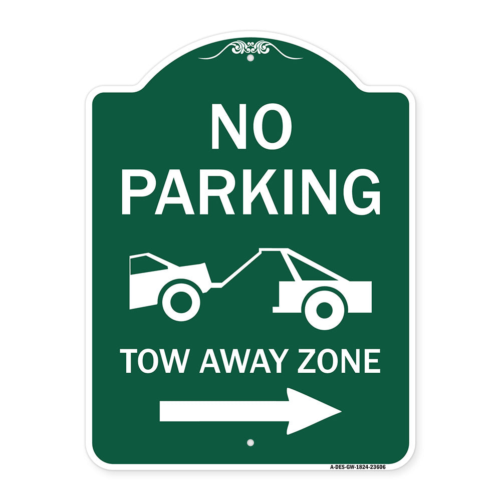 No Parking Tow-Away Zone with Right Arrow