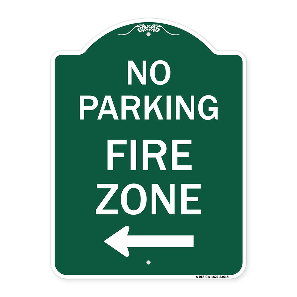 No Parking Fire Zone with Left Arrow
