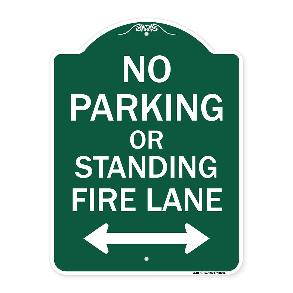 No Parking or Standing Fire Lane (With Bidirectional Arrow)