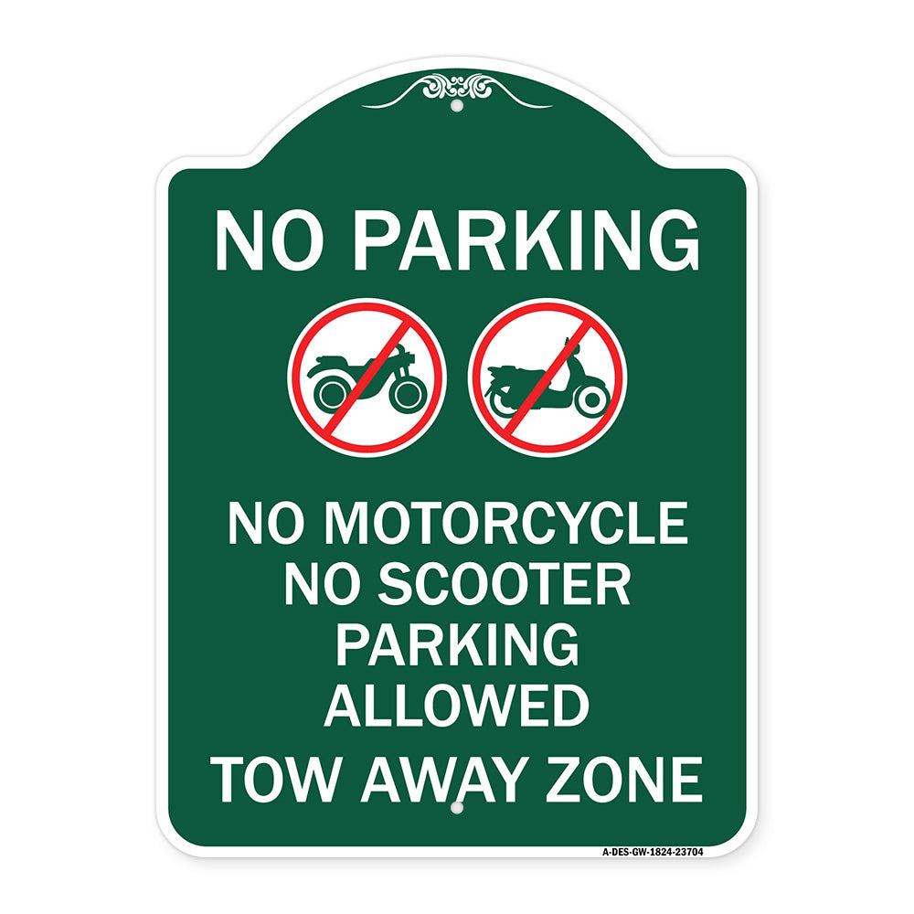 No Parking No Motorcycle No Scooter Parking Allowed Tow Away Zone (With Graphic)