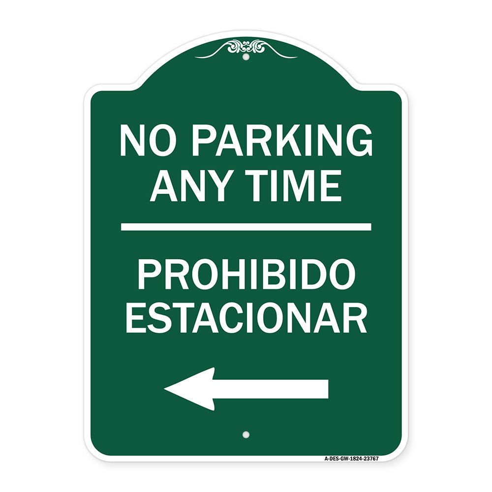 No Parking Anytime Prohibido Estacionar (With Left Arrow)