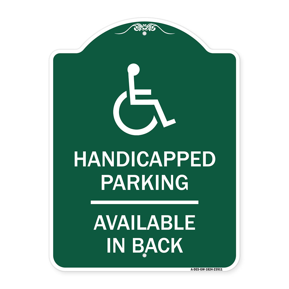 Handicapped Parking Available in Back with Graphic