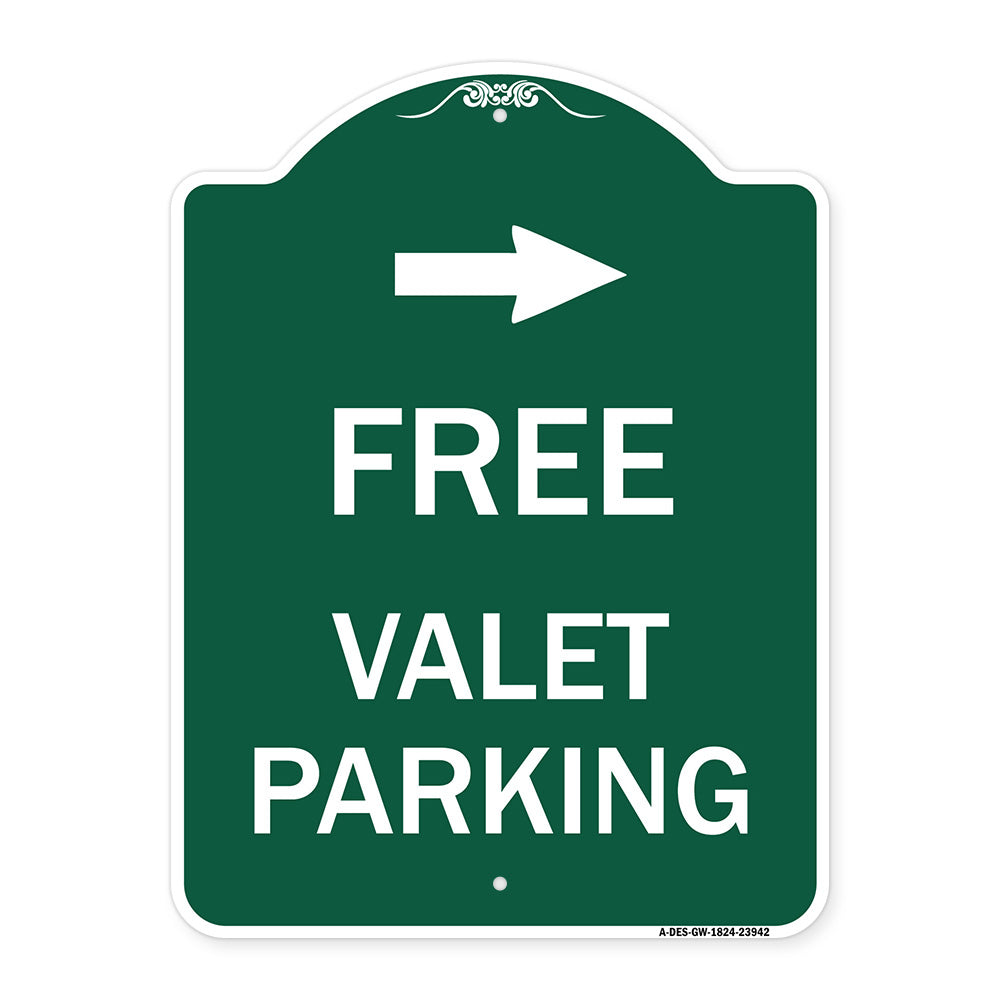 Free Valet Parking with Right Arrow