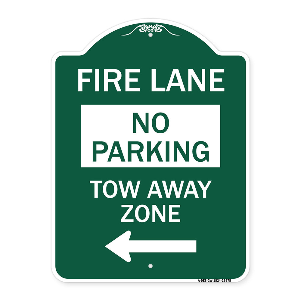 Fire Lane Tow-Away Zone with Left Arrow