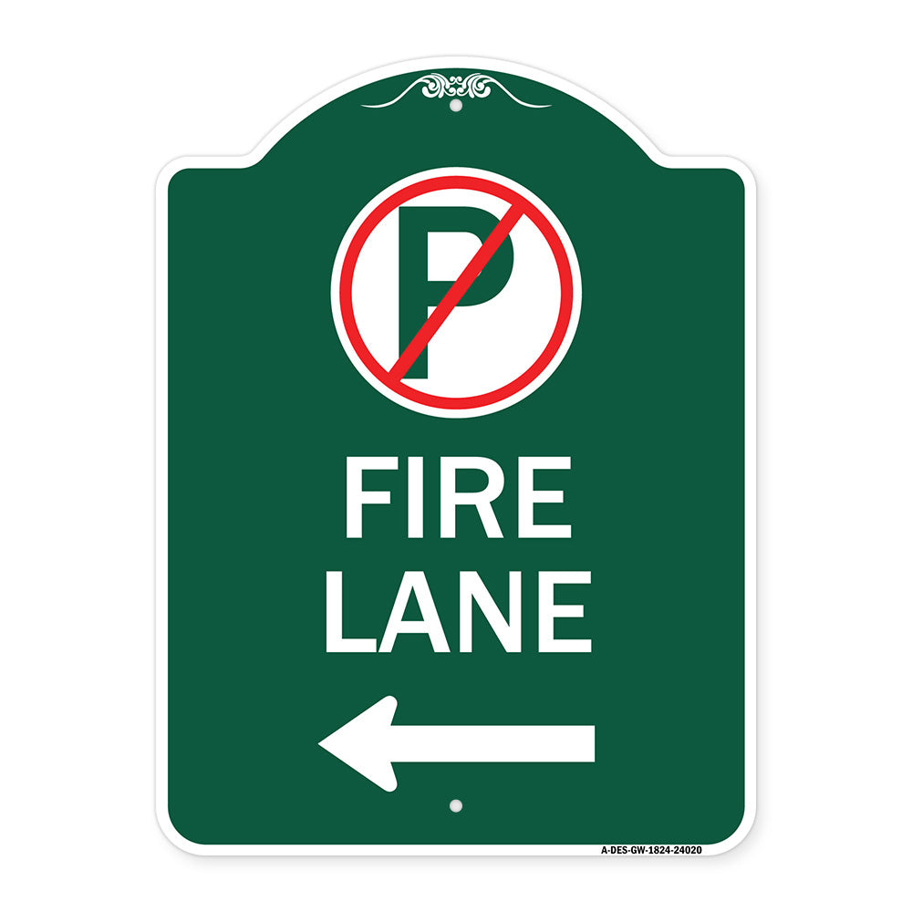 Fire Lane (No Parking Symbol and Left Arrow)