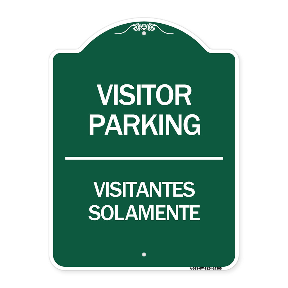 Bilingual Reserved Parking Sign Visitor Parking Visitantes Solamente