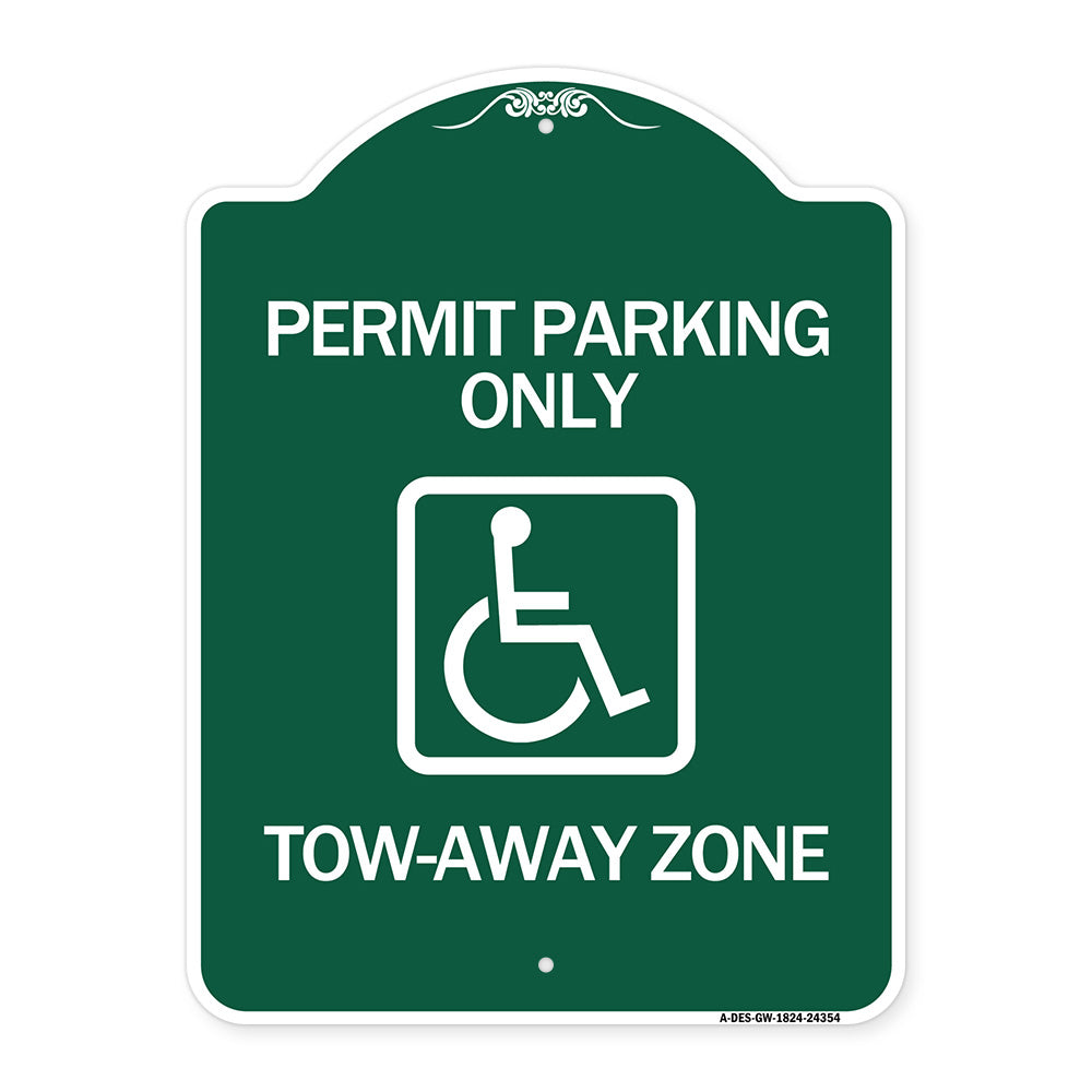 Accessible Permit Parking Only Tow-Away Zone with Symbol