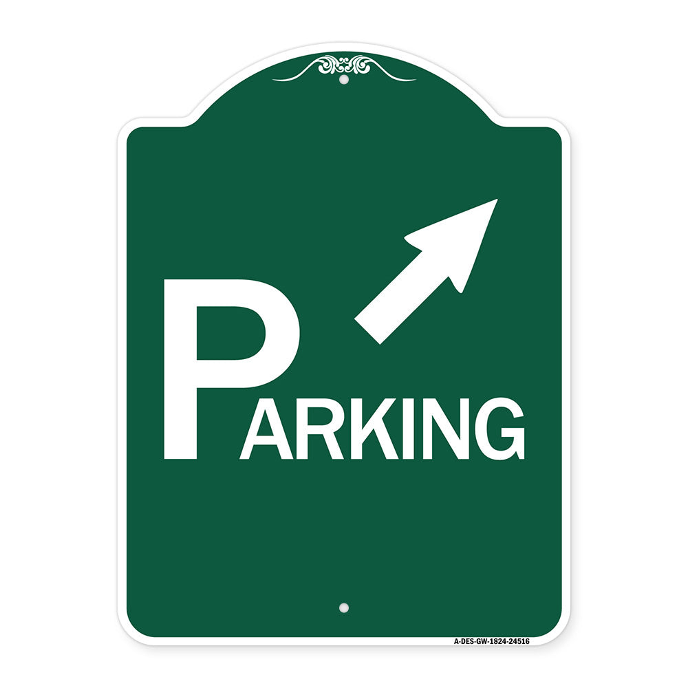 Parking with Arrow Pointing to Top Right