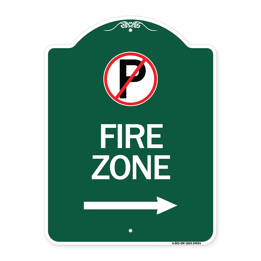 (No Parking Symbol and Right Arrow)
