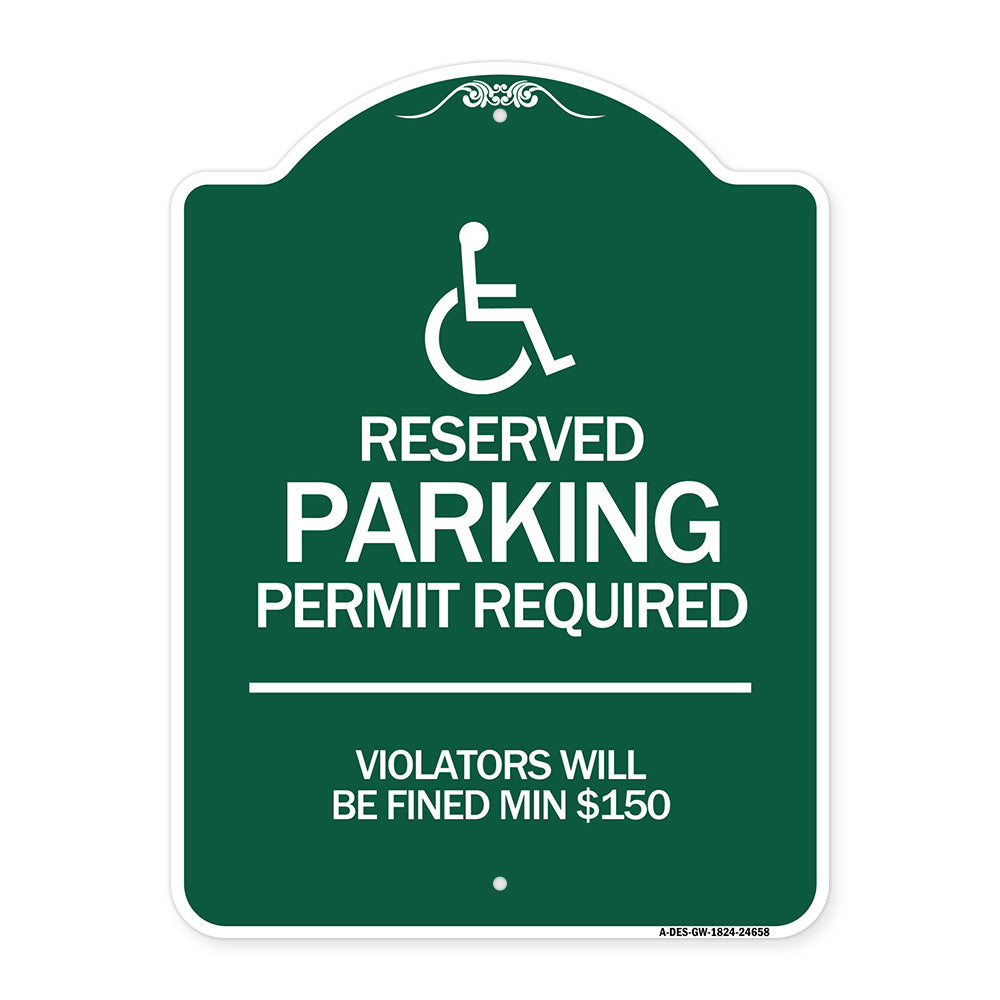 (Modern Isa Symbol) Connecticut Reserved Parking Permit Required Violators Will Be Fined Min $150
