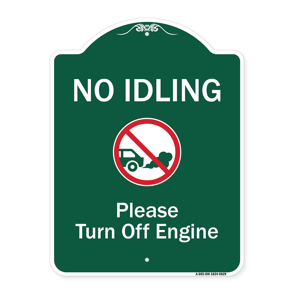 No Idling, Please Turn Off Engine With Graphic