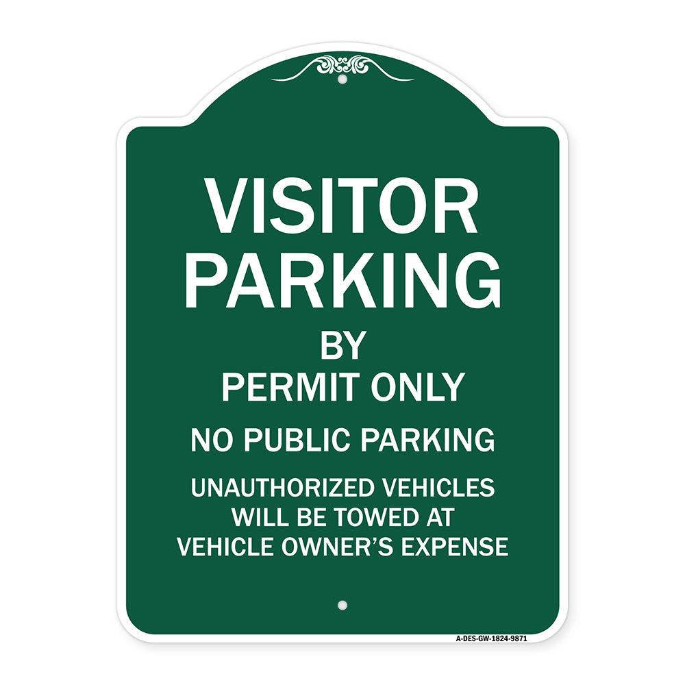 Visitor Parking By Permit Only No Public Parking Sign
