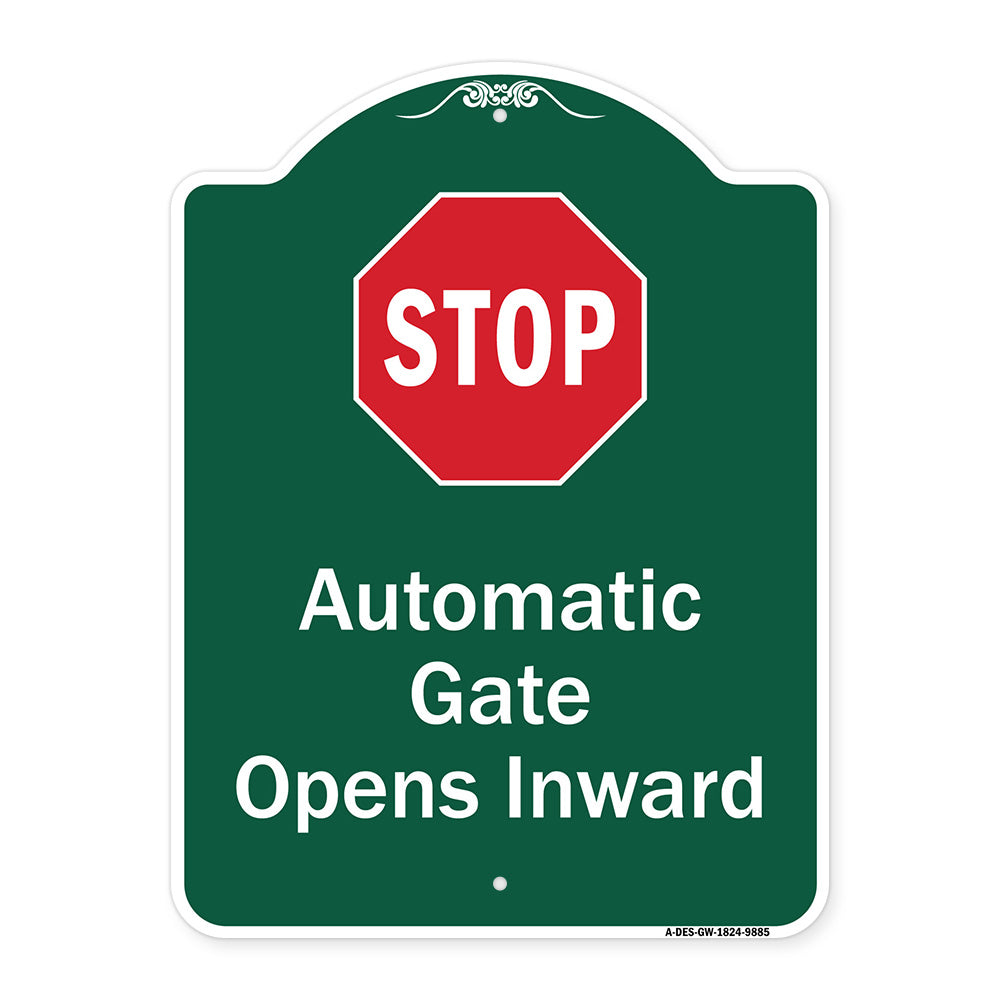 Stop, Automatic Gate, Opens Inward With Symbol