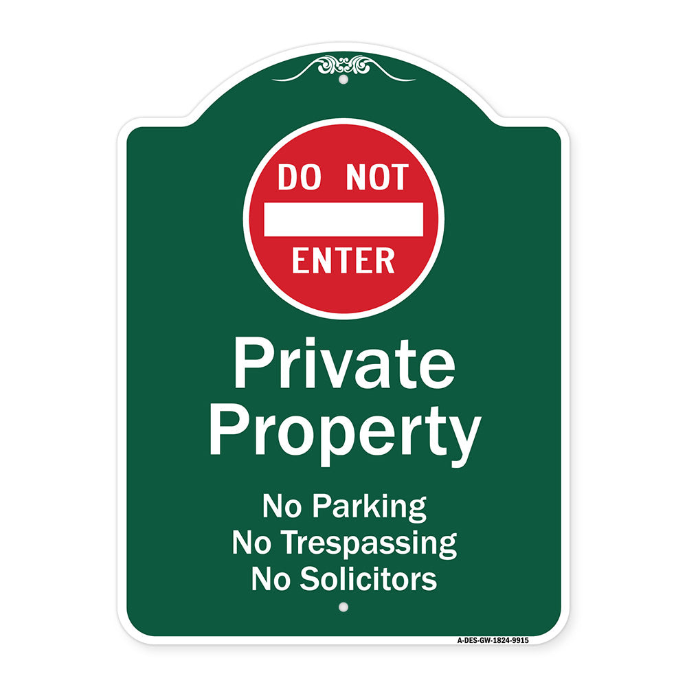 Private Property No Parking Trespassing Or Solicitors With Do Not Enter Symbol