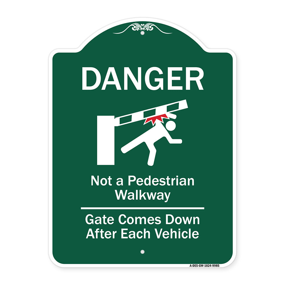 Danger Not A Pedestrian Walkway Gate Comes Down After Each Vehicle