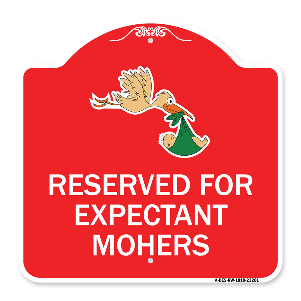 Reserved for Expectant Mothers (With Stork & Baby Graphic)