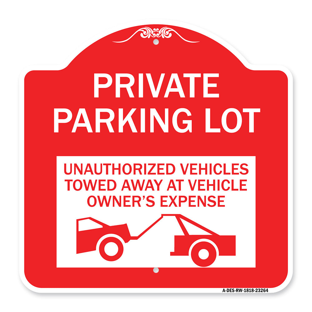 Private Parking Lot Unauthorized Vehicles Towed at Owner Expense