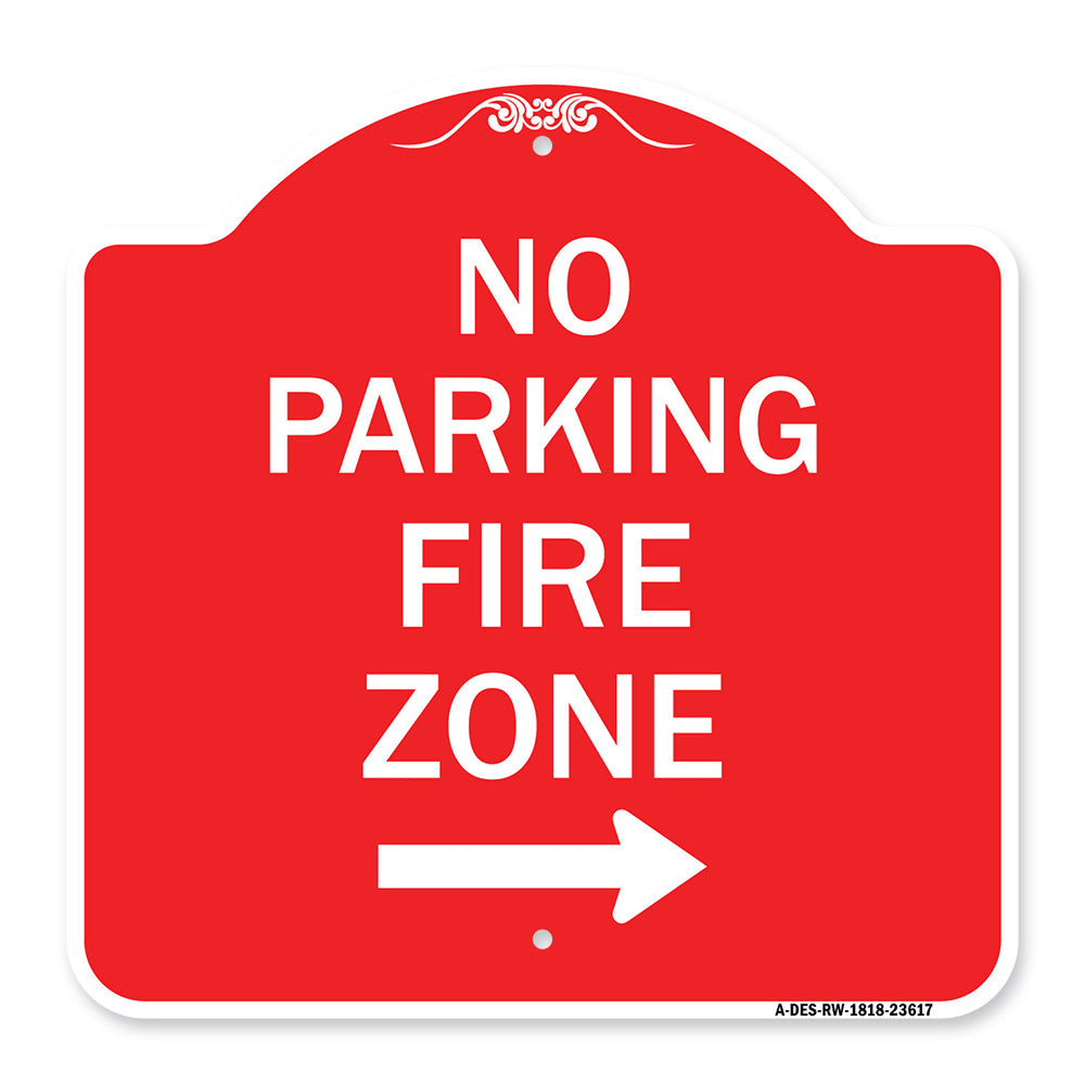 No Parking Fire Zone with Right Arrow