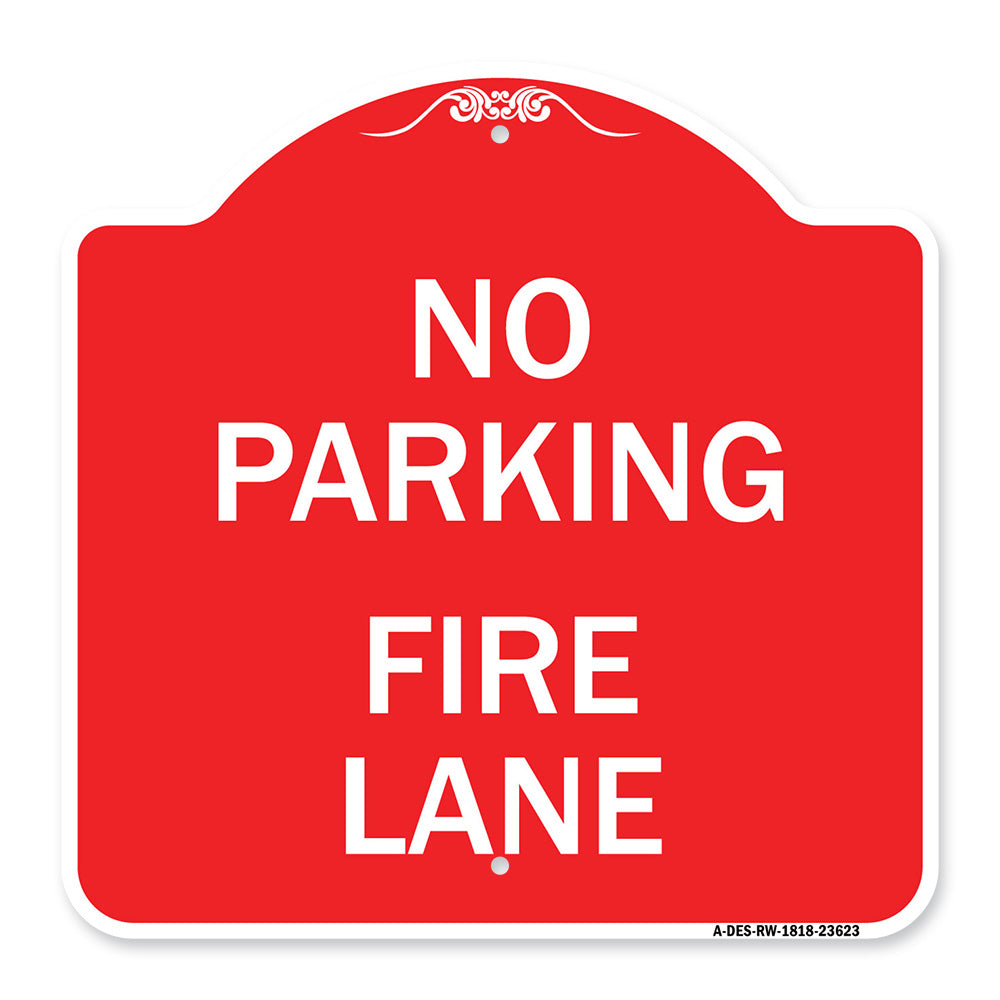 No Parking Fire Lane with Striped Border
