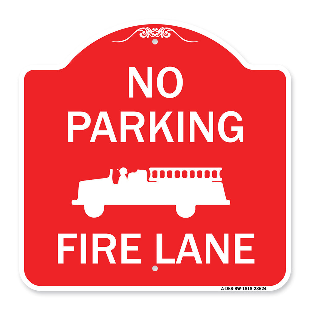 No Parking Fire Lane with Graphic