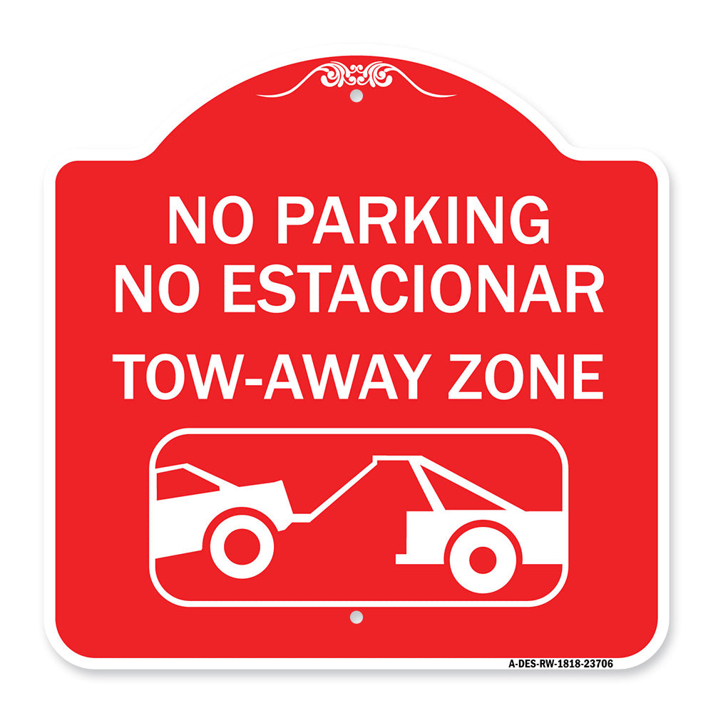 No Parking No Estacionar Tow Away Zone (With Graphic) Directional Arrow) Tacionamiento Zona De Cargamento