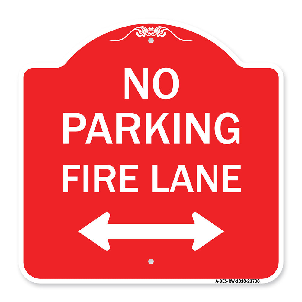 No Parking Fire Lane (With Bidirectional Arrow)