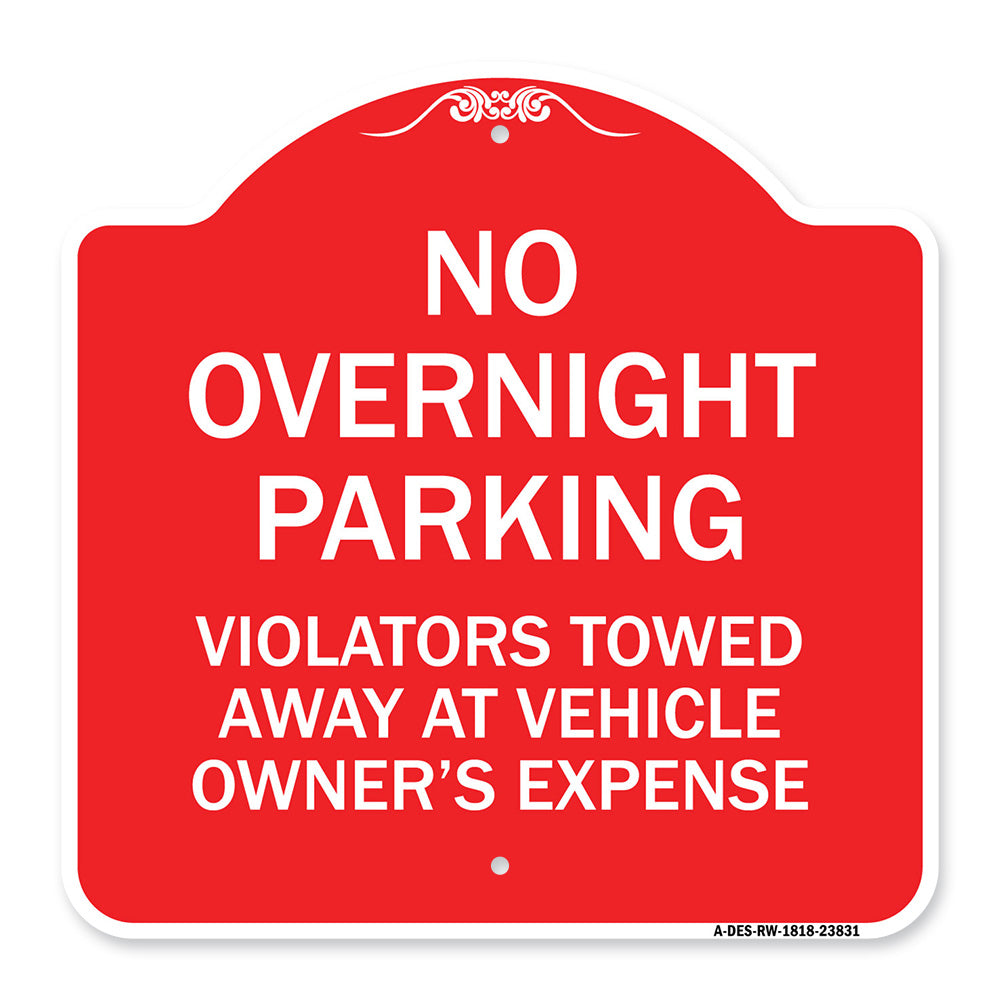 No Overnight Parking Violators Towed Away at Vehicle Owner's Expense