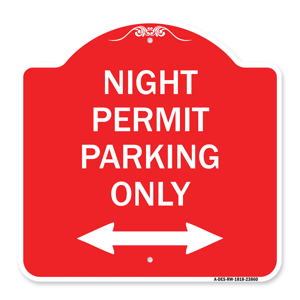 Night Permit Parking Only (With Bi-Directional Arrow)