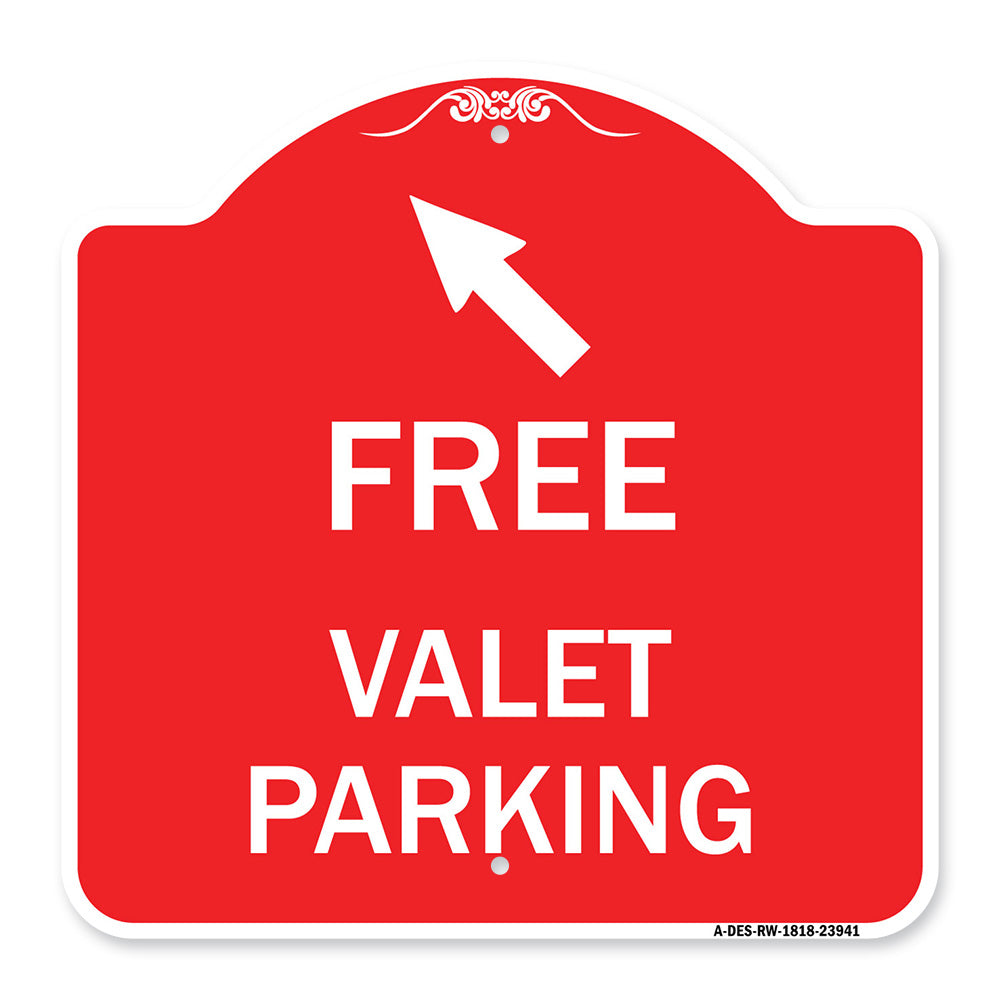 Free Valet Parking with Upper Left Arrow