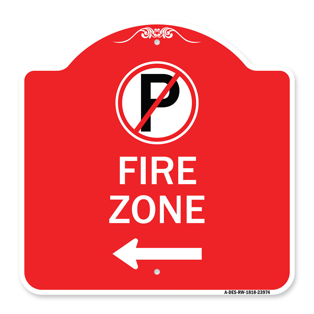 Fire Zone (No Parking Symbol and Left Arrow)