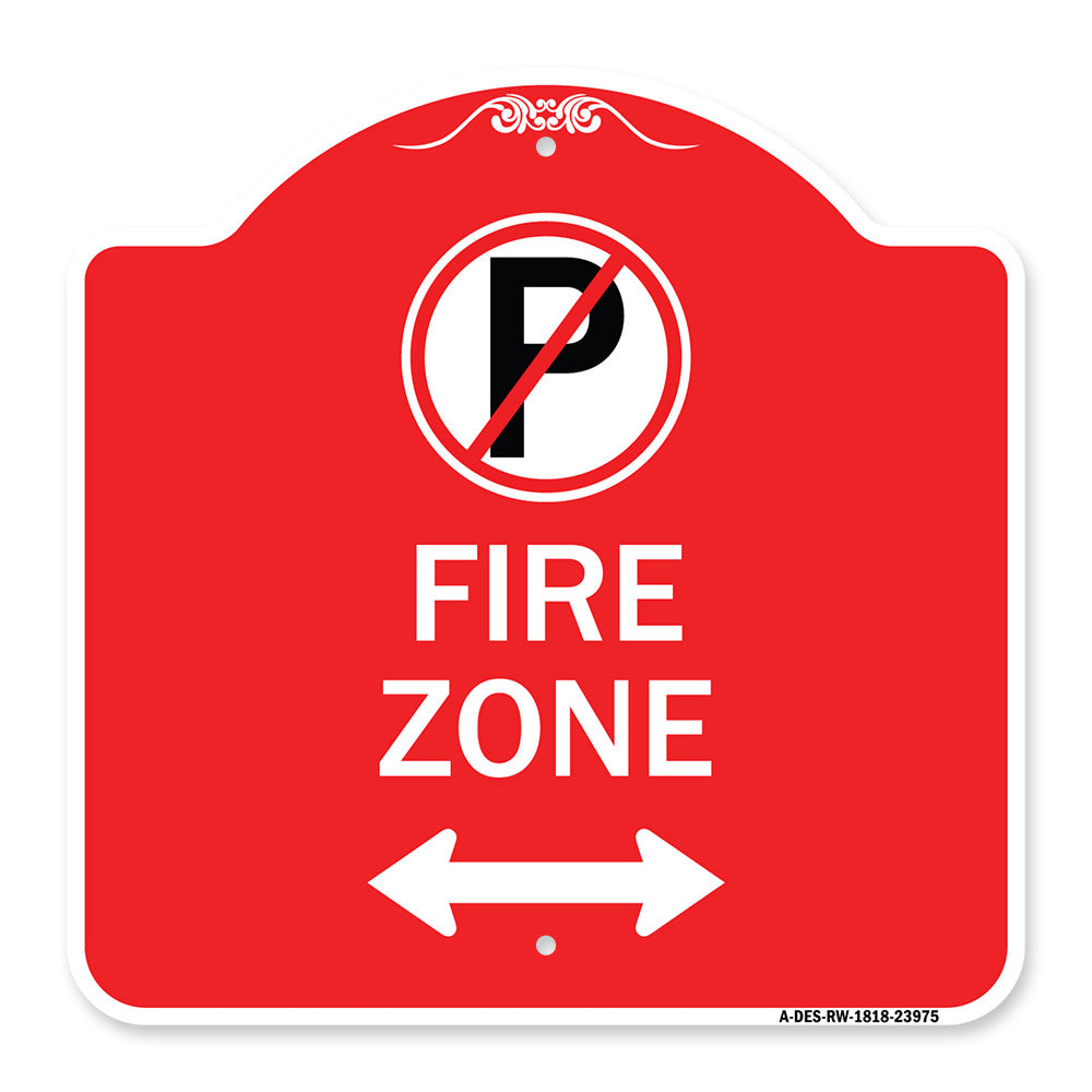 Fire Zone (No Parking Symbol and Arrow Pointing Left and Right)