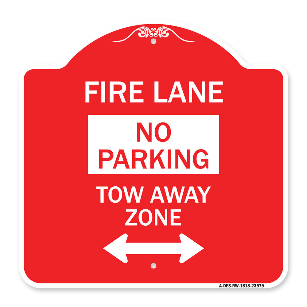 Fire Lane Tow-Away Zone with Bidirectional Arrow