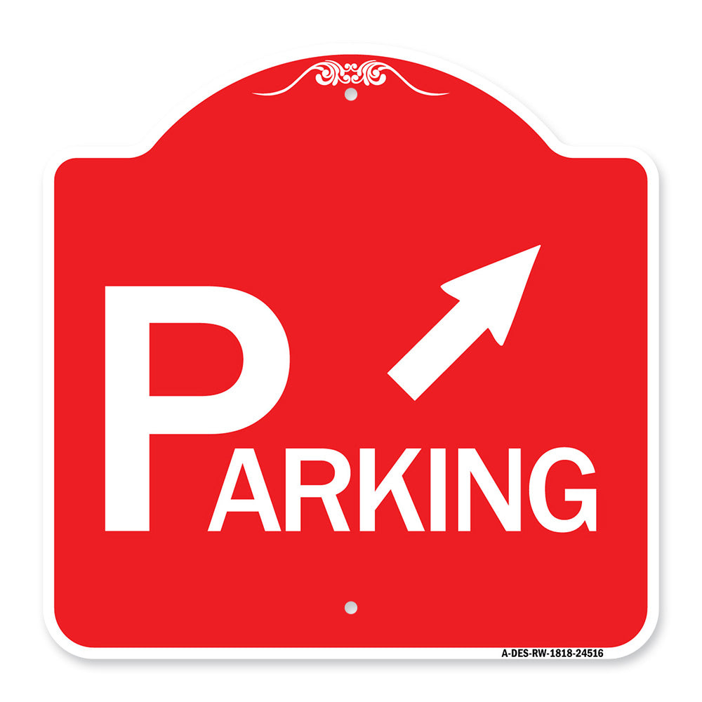 Parking with Arrow Pointing to Top Right