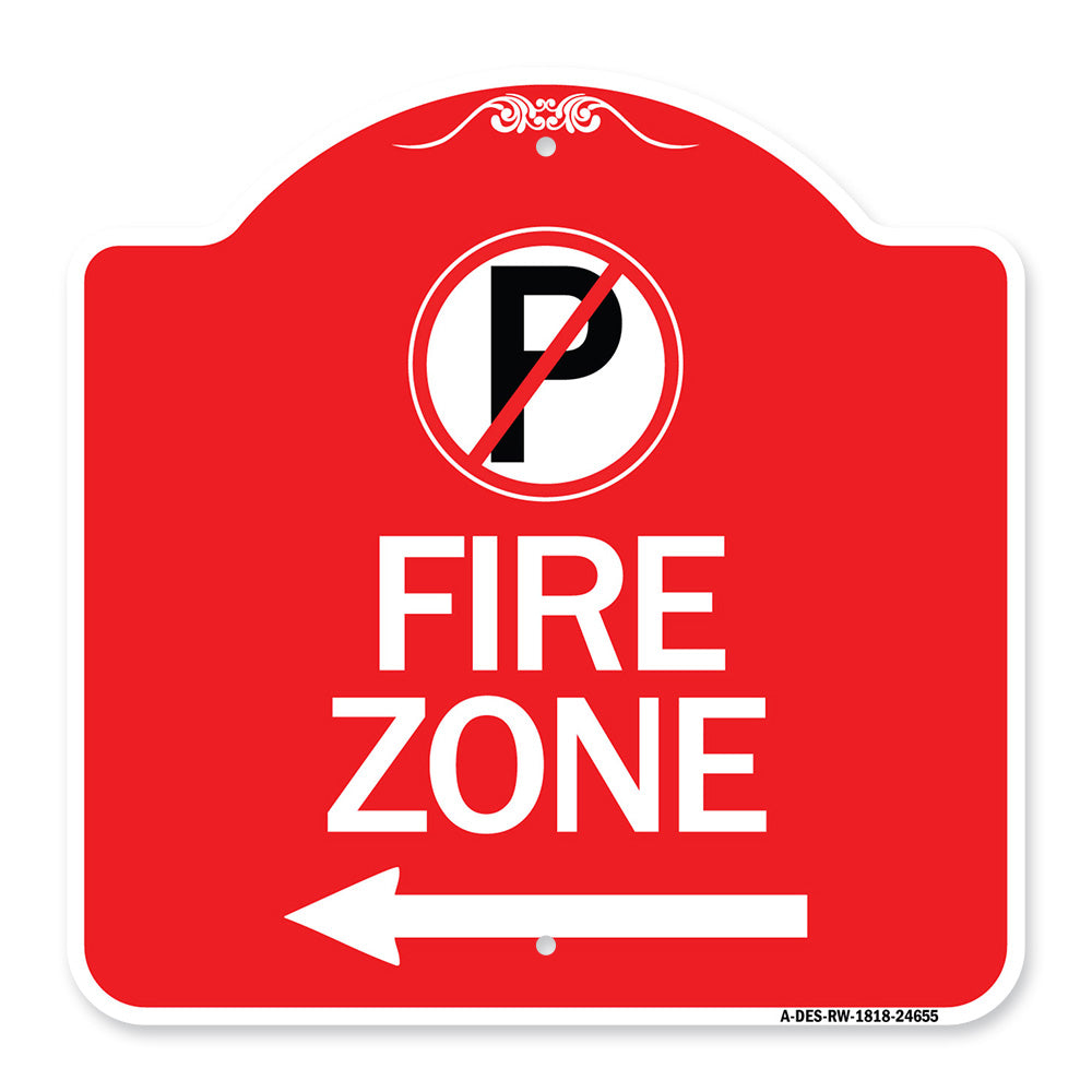 (No Parking Symbol and Left Arrow)