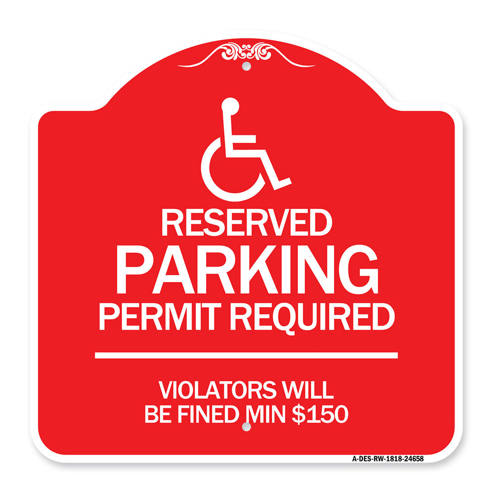 (Modern Isa Symbol) Connecticut Reserved Parking Permit Required Violators Will Be Fined Min $150