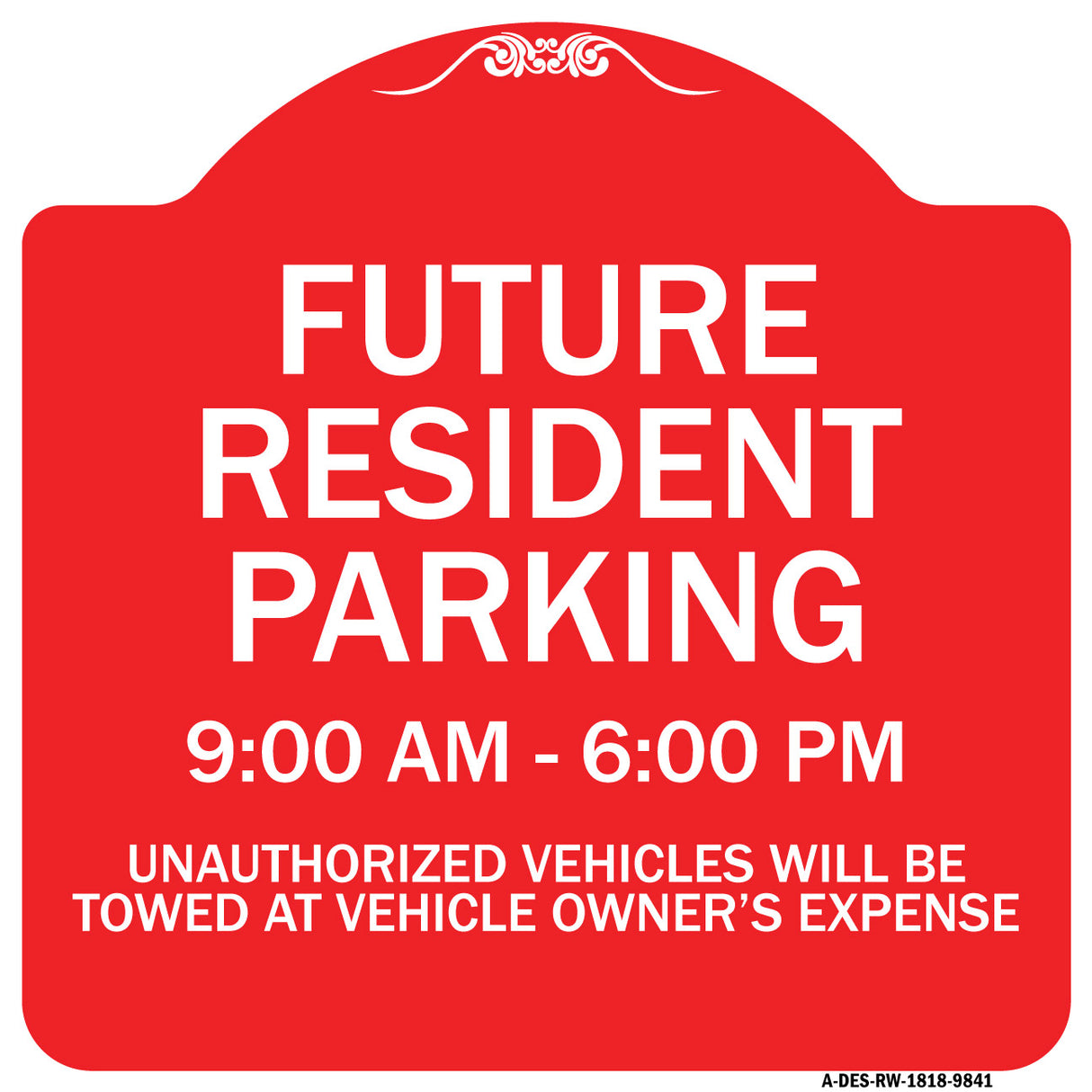 Future Resident Parking 9:00 To 6:00