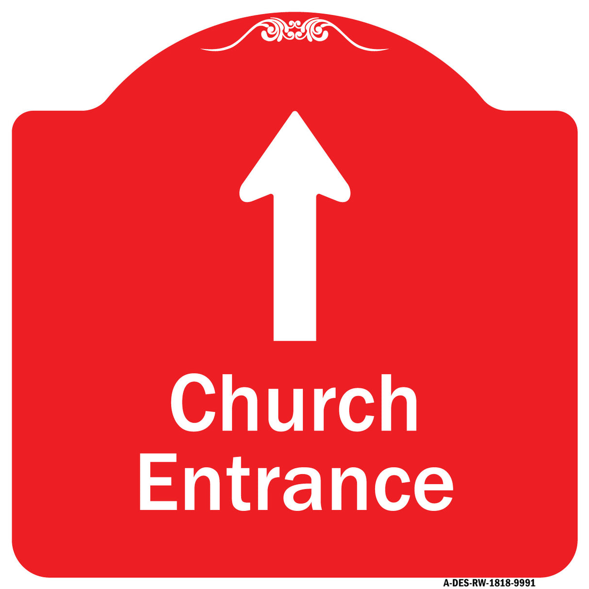 Church Entrance Ahead With Up Arrow