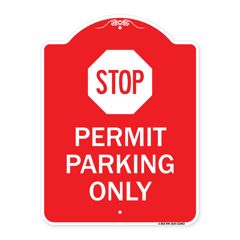 Stop - Permit Parking Only (With Stop Symbol)