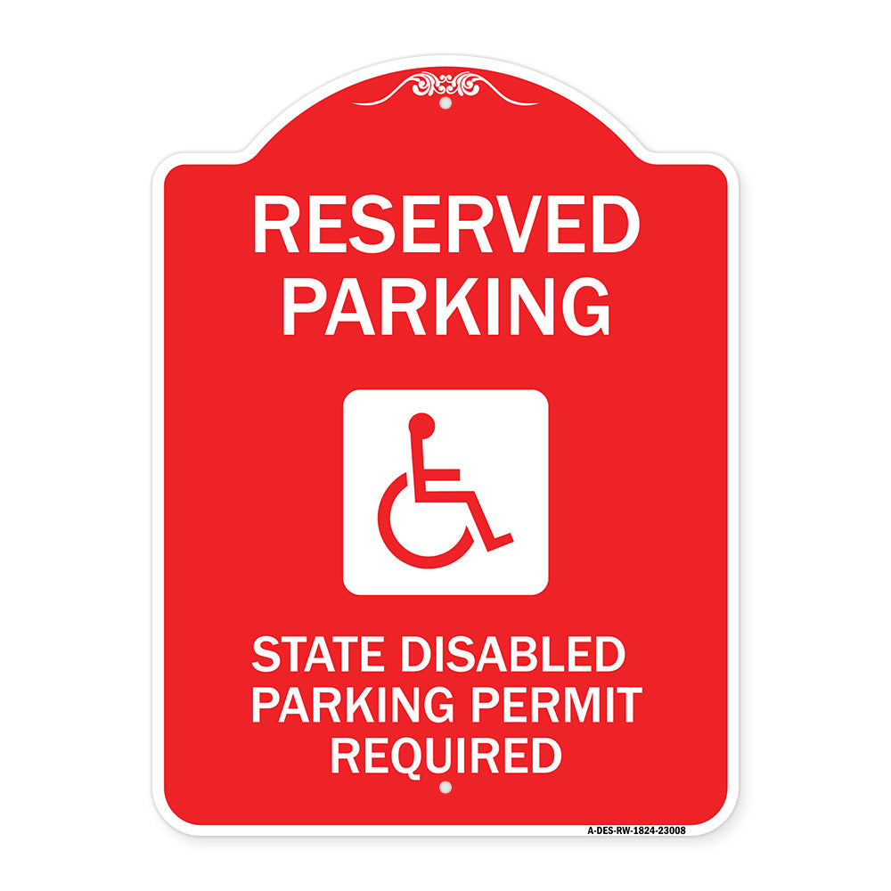 Reserved Parking State Disabled Parking Permit Required (Handicapped Symbol)