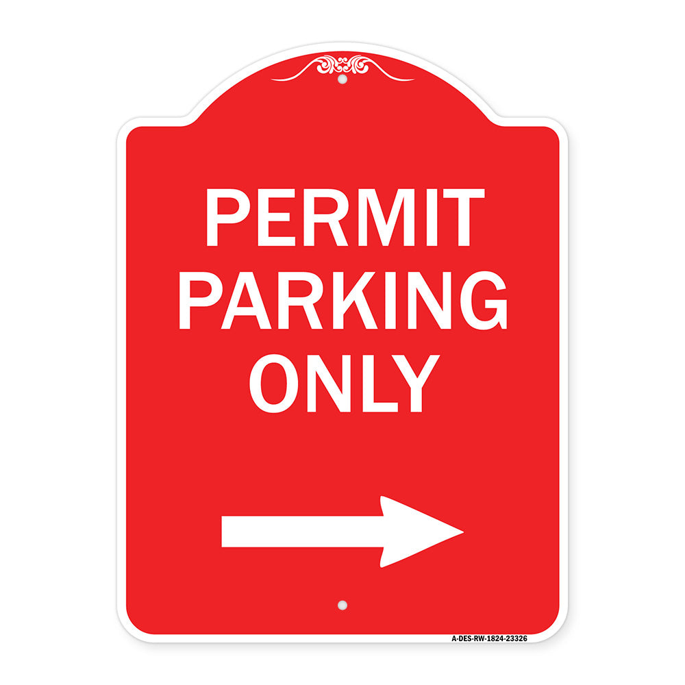 Permit Parking Only (With Right Arrow)