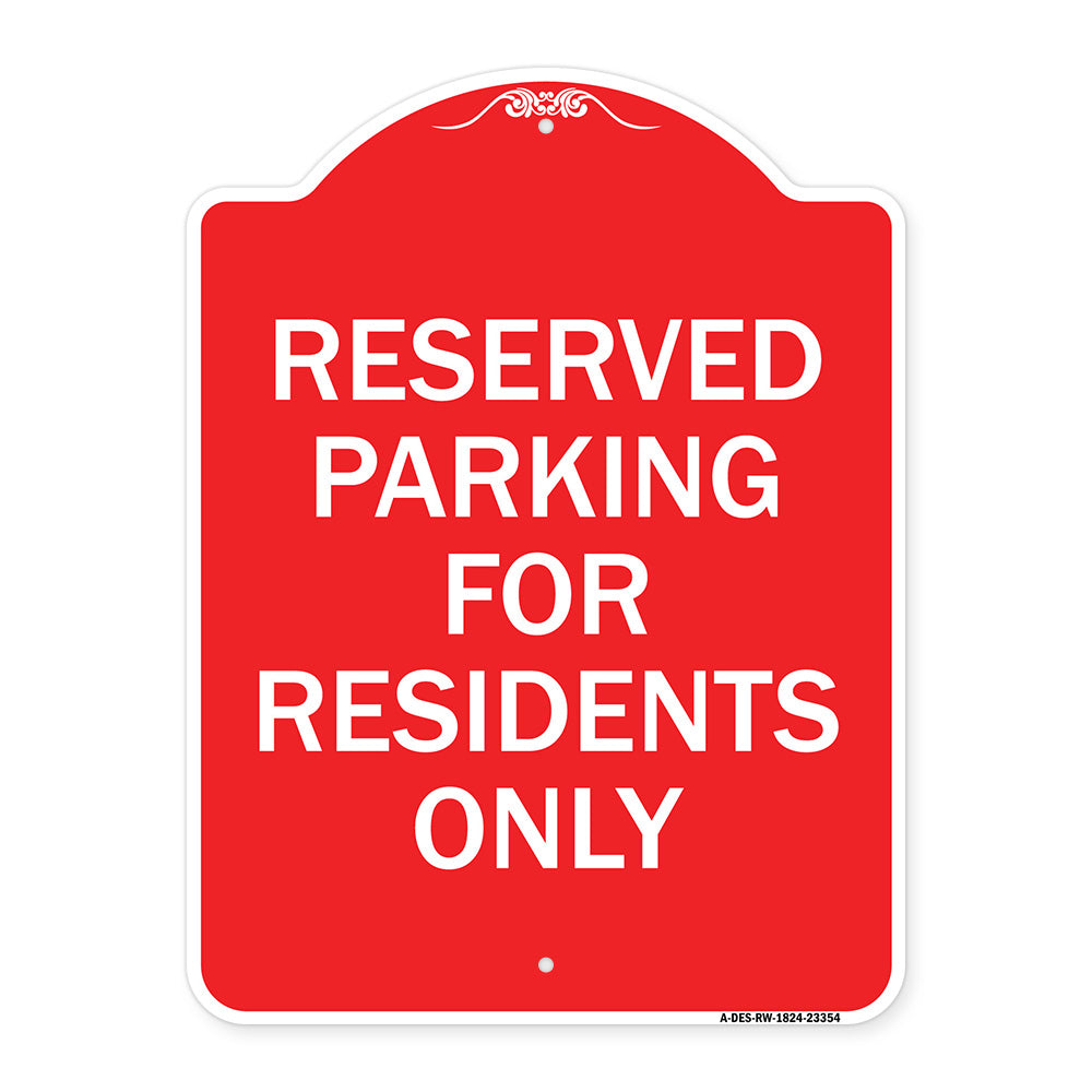 Parking Space Reserved Sign Parking Reserved for Residents Only