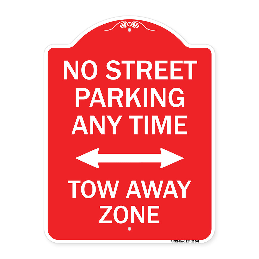 No Street Parking Anytime Tow Away Zone (With Bidirectional Arrow)