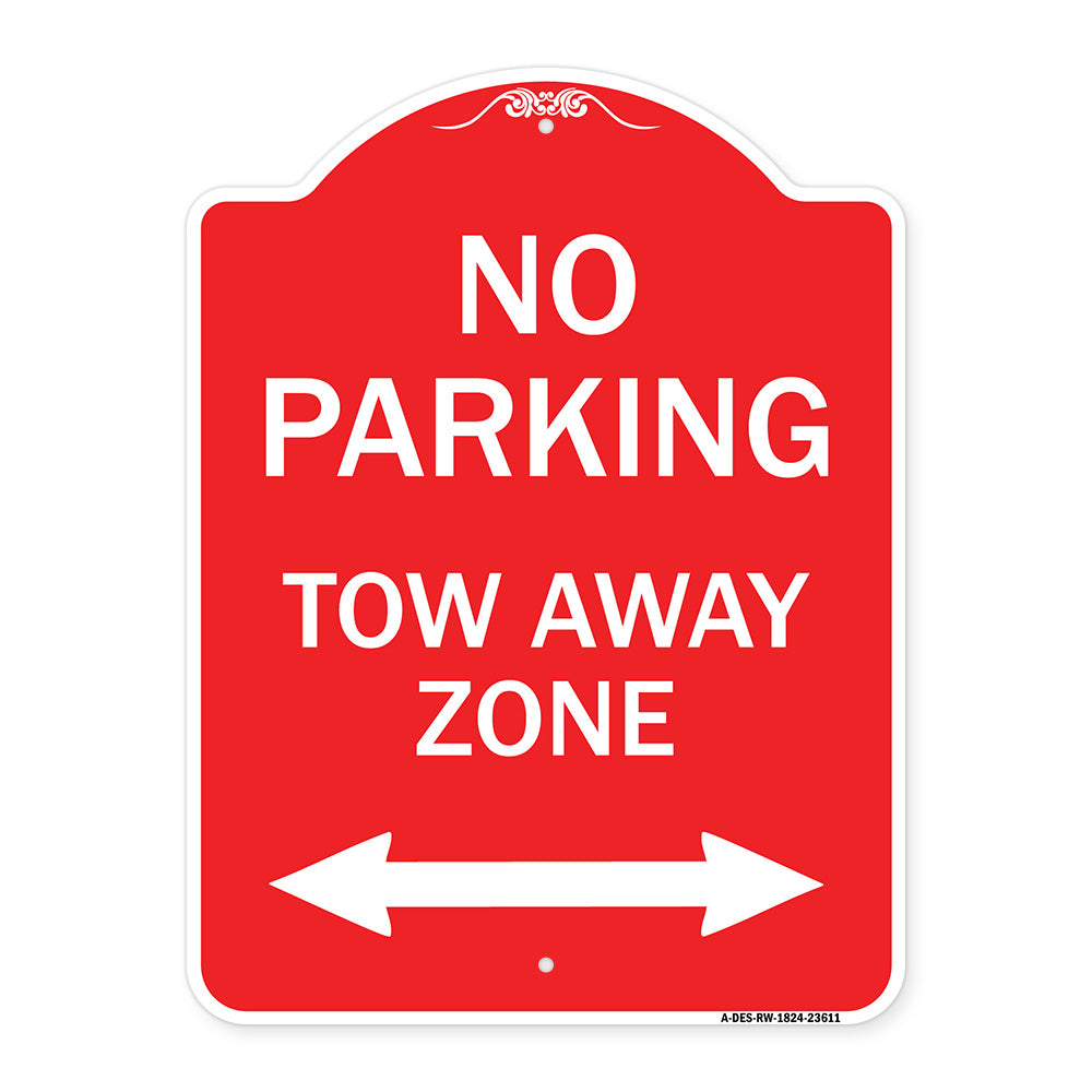 No Parking Tow Away Zone with Bidirectional Arrow