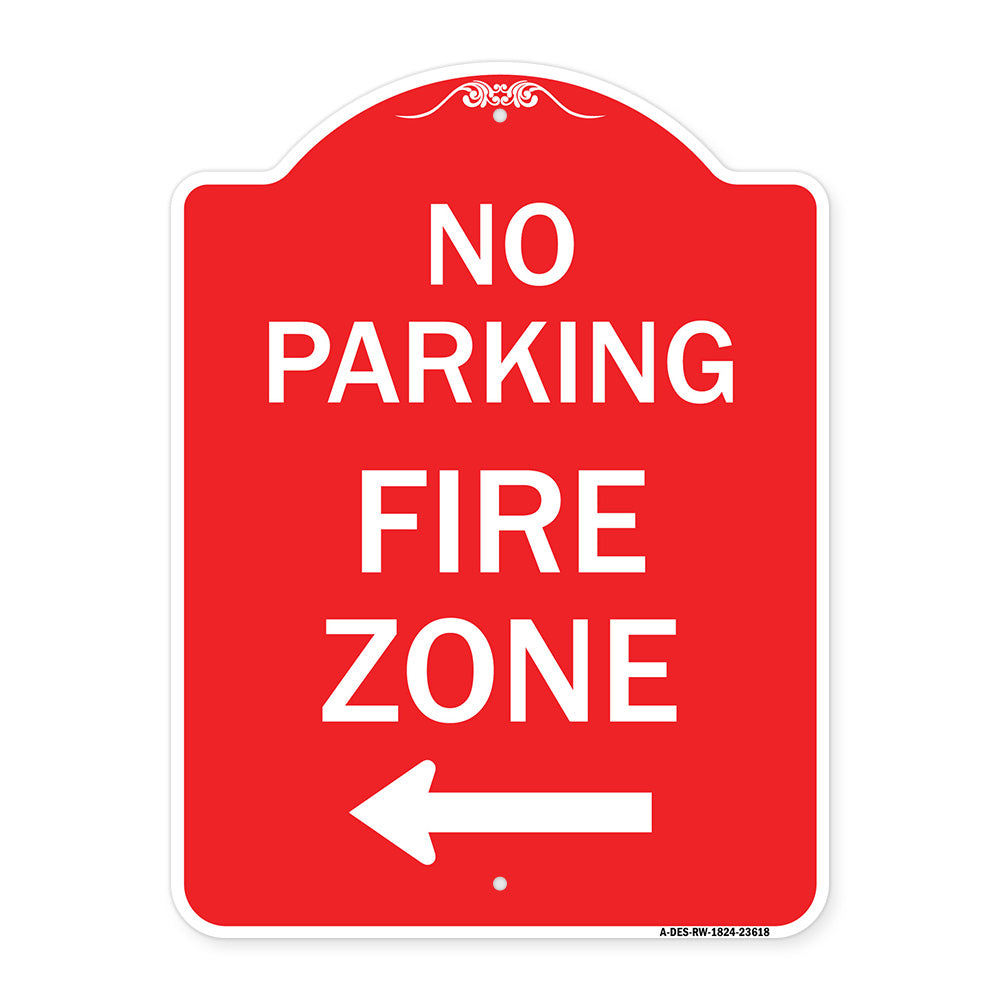 No Parking Fire Zone with Left Arrow
