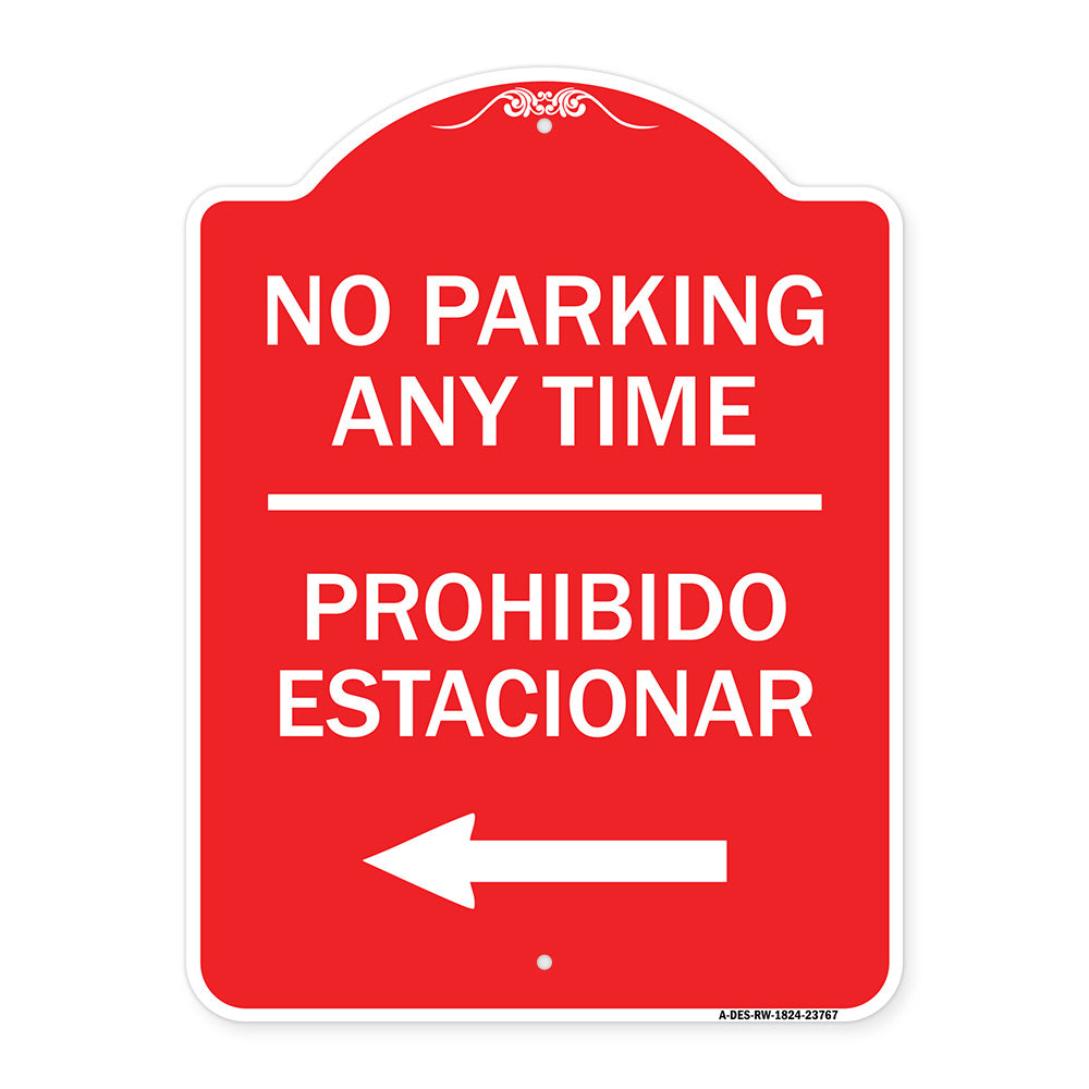 No Parking Anytime Prohibido Estacionar (With Left Arrow)