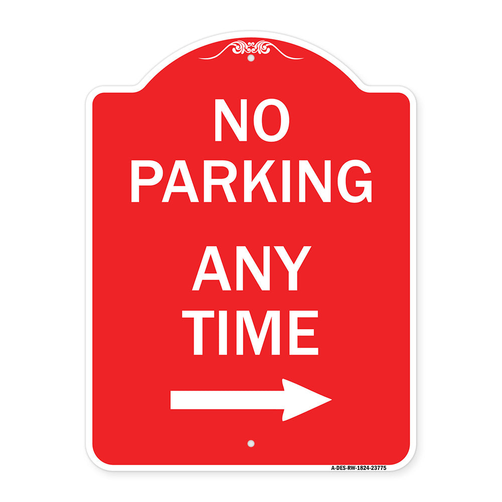 No Parking Anytime with Right Arrow